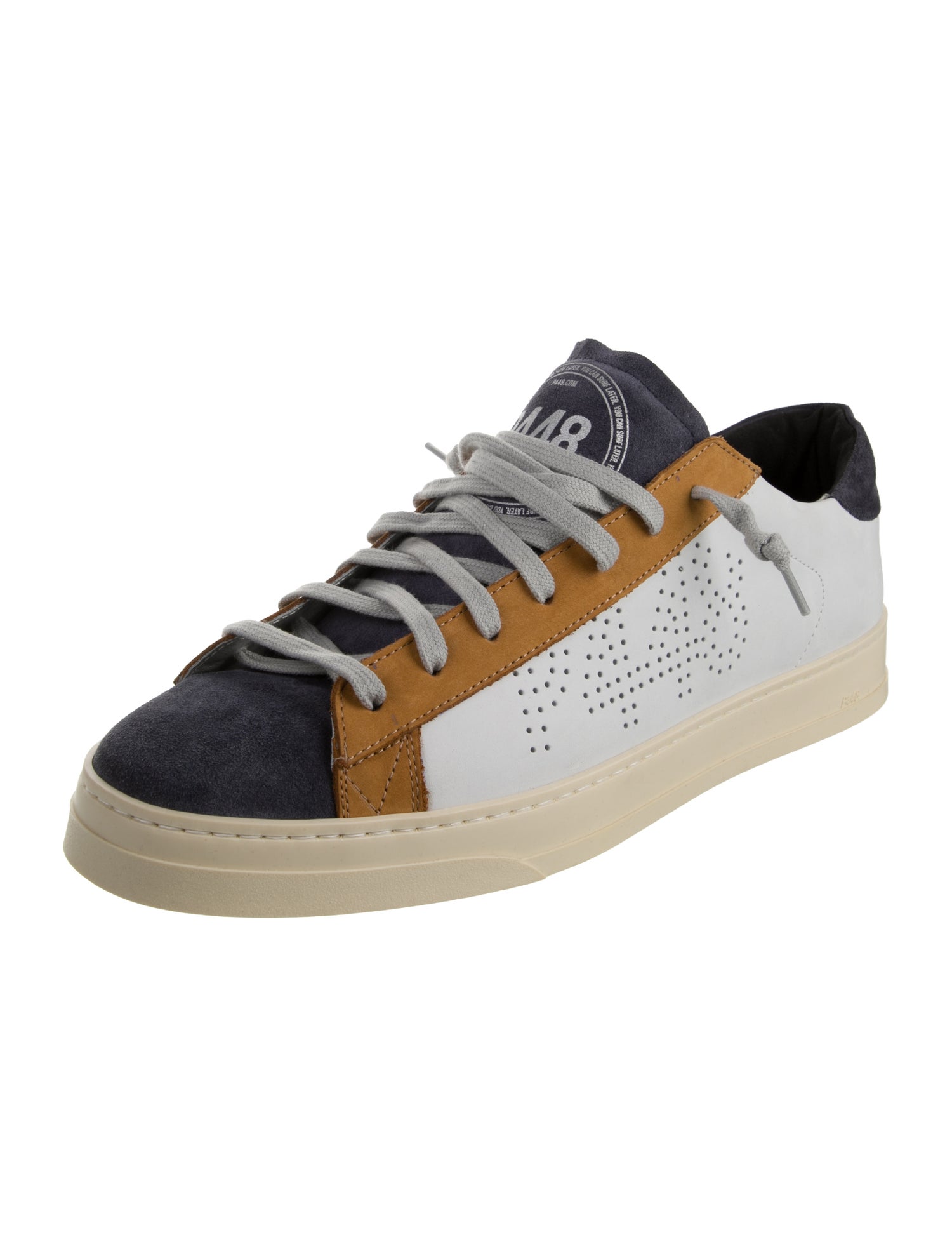 P448 Leather Colorblock Pattern Sneakers